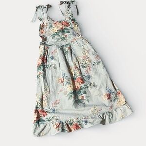 Cottagecore Floral Ruffle Apron Overall Dress Large